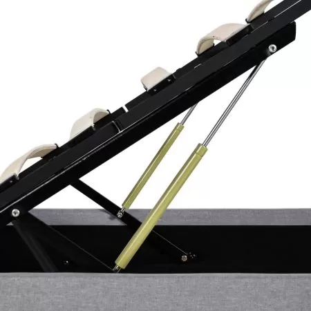 Cadru pat hidraulic ladă LED gri deschis 120x200 cm textil