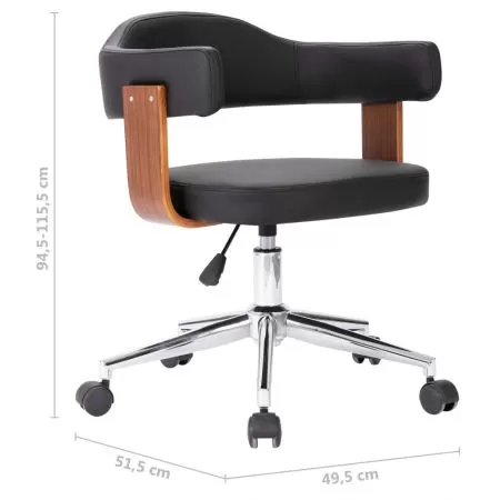 Set 6 bucati scaune pivotante de masa, negru si maro închis, 49.5 x 51.5 x 115.5 cm