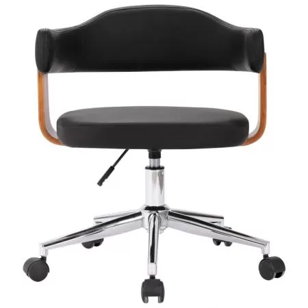 Set 6 bucati scaune pivotante de masa, negru si maro închis, 49.5 x 51.5 x 115.5 cm