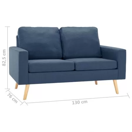 Set de canapele, 2 piese, albastru, material textil