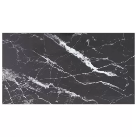 Blat masă negru 120x65 cm 8mm sticlă securizată design marmură
