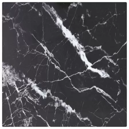  Blat masă negru 30x30 cm 6 mm sticlă securizată design marmură