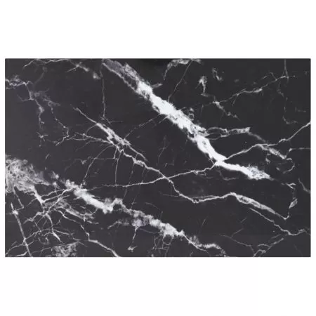  Blat masă negru 100x62 cm 8mm sticlă securizată design marmură