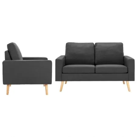  Set de canapele, 2 piese, gri închis, material textil
