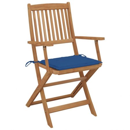 Set 2 bucati scaune gradina pliabile cu perne, albastru regal