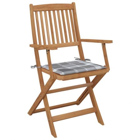 Set 2 bucati scaune gradina pliabile cu perne, gri cu model