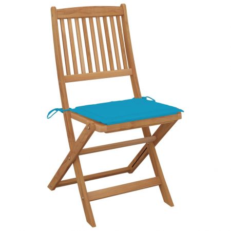 Set 2 bucati scaune gradina pliabile cu perne, albastru