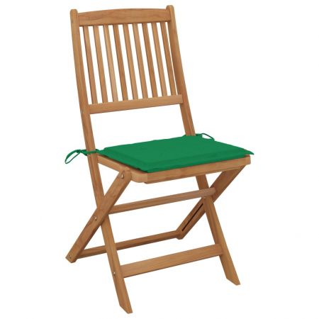 Set 4 bucati scaune gradina pliabile cu perne, verde