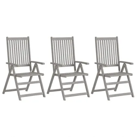 Set 3 bucati scaune gradina rabatabile, gri cu model