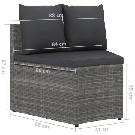 Set mobilier de gradina cu perne, 5 piese, gri