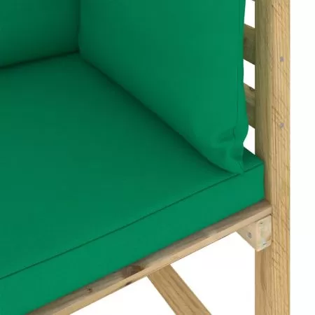 Set 2 bucati canapele coltar gradina cu perne, verde