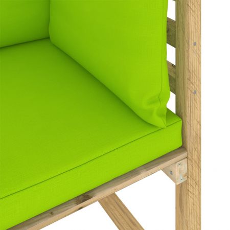Canapele coltar gradina cu perne 2 buc. lemn pin verde tratat, verde