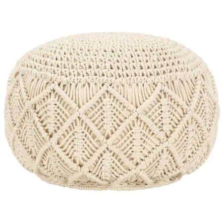  Taburet puf macrame lucrat manual, 45 x 30 cm, bumbac