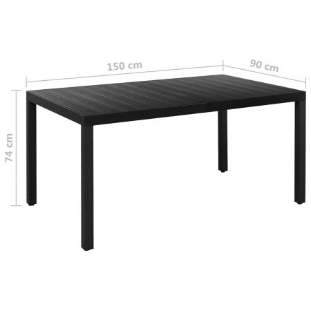 Set mobilier pentru grădină, 7 piese, negru, aluminiu