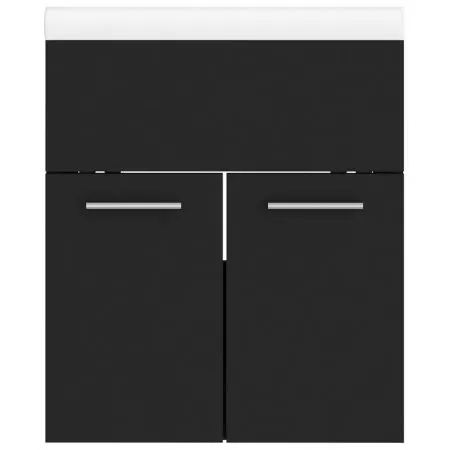 Dulap cu chiuveta incorporata, negru, 41 x 38.5 x 46 cm