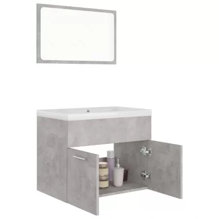 Set mobilier de baie, gri beton, 60 x 38.5 x 46 cm