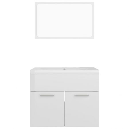 Set mobilier de baie, alb lucios, 60 x 38.5 x 46 cm