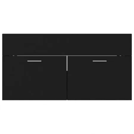 Set mobilier de baie, negru, 90 x 38.5 x 46 cm