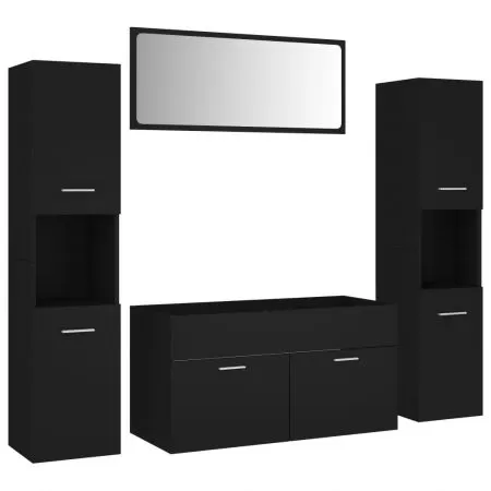 Set mobilier de baie, negru, 90 x 38.5 x 46 cm