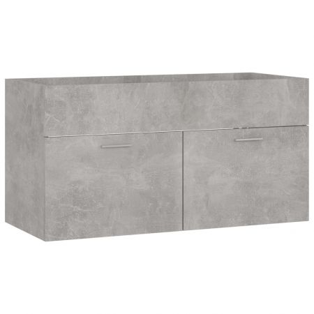 Dulap cu chiuveta incorporata, gri beton, 90 x 38.5 x 46 cm