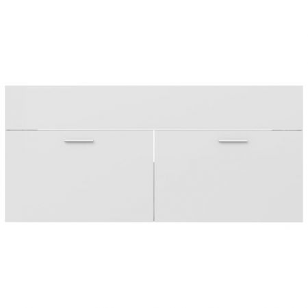Dulap cu chiuveta incorporata, alb lucios, 100 x 38.5 x 46 cm