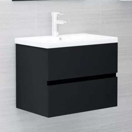 Set mobilier de baie, negru, 60 x 38.5 x 45 cm