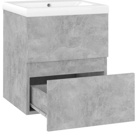 Dulap cu chiuveta incorporata, gri beton, 41 x 38.5 x 45 cm