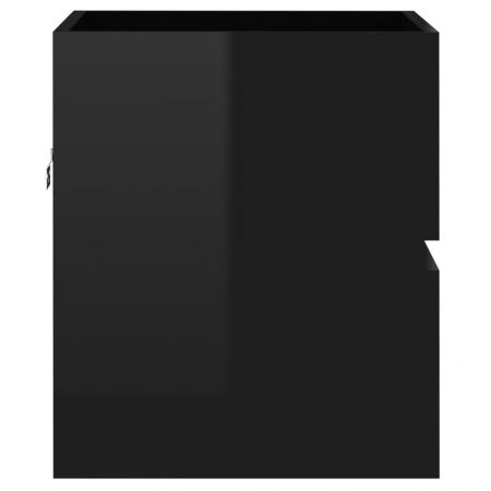 Dulap cu chiuveta incorporata, negru lucios, 41 x 38.5 x 45 cm