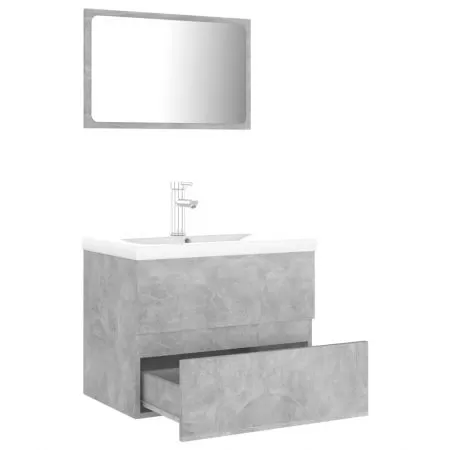 Set mobilier de baie, gri beton, 60 x 38.5 x 45 cm