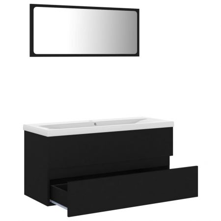 Set mobilier de baie, negru, 100 x 38.5 x 45 cm