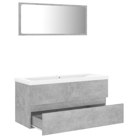 Set mobilier de baie, gri beton, 100 x 38.5 x 45 cm