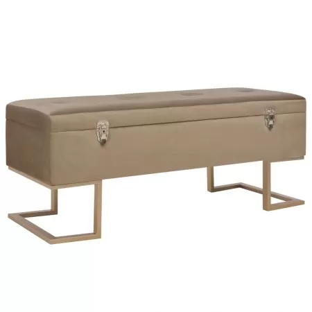  Banchetă cu un compartiment de depozitare bej 105 cm catifea