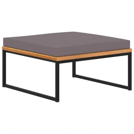  Taburet cu pernă gri închis, 66x66x36 cm, lemn masiv acacia