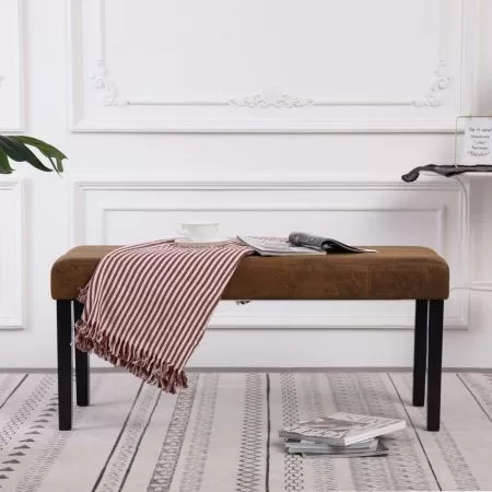  Bancă, maro, 106 cm, piele întoarsă ecologică