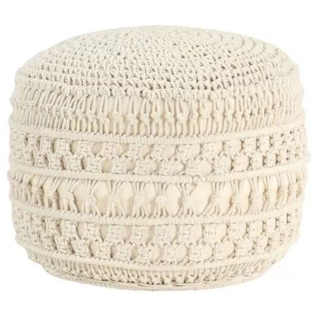  Taburet puf macrame lucrat manual, 45 x 30 cm, bumbac