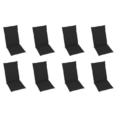 Set 8 bucati scaune de gradina rabatabile cu perne, negru