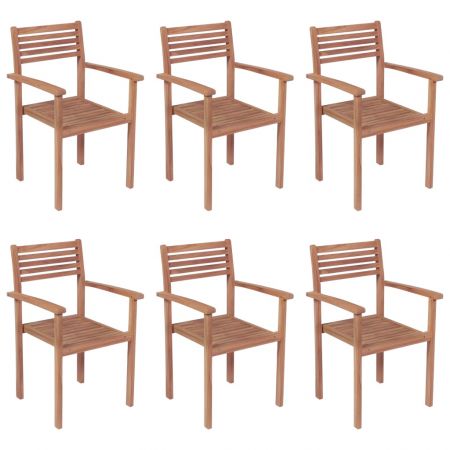 Set 6 bucati scaune de gradina stivuibile cu perne, albastru deschis