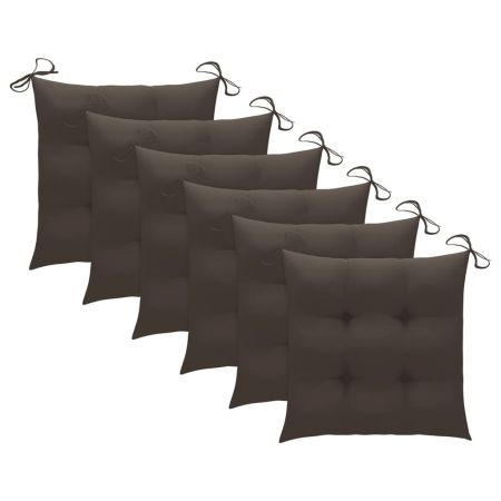 Set 6 bucati scaune de gradina stivuibile cu perne, gri taupe