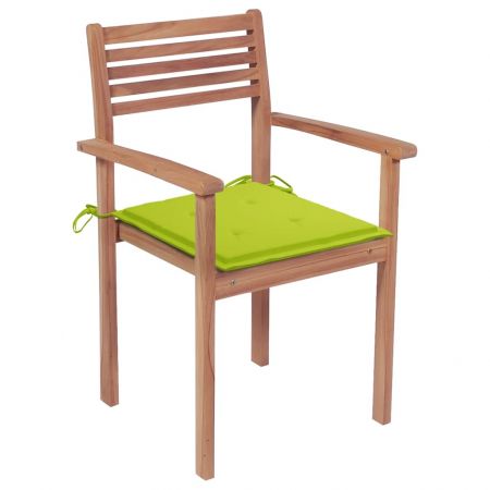Set 8 bucati scaune de gradina stivuibile cu perne, verde deschis