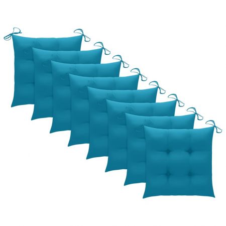 Set 8 bucati scaune de gradina stivuibile cu perne, albastru deschis