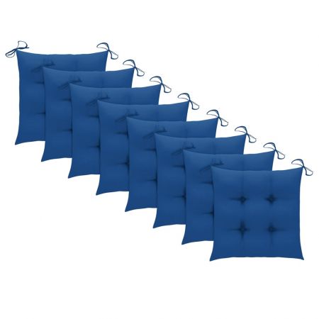 Set 8 bucati scaune de gradina stivuibile cu perne, albastru