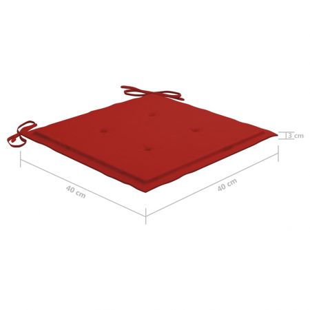 Set 4 bucati scaune de gradina pliabile cu perne, rosu