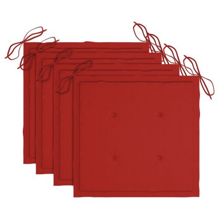 Set 4 bucati scaune de gradina pliabile cu perne, rosu