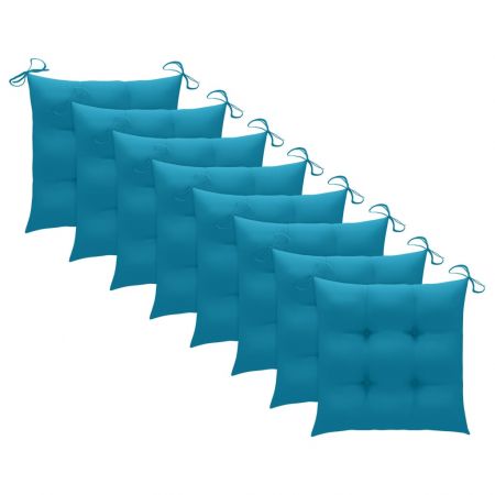 Set 8 bucati scaune pliabile de gradina cu perne, albastru deschis