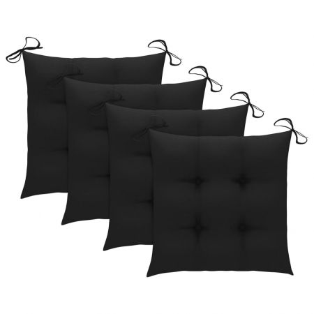 Set 4 bucati scaune de gradina stivuibile cu perne, negru
