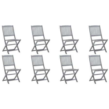 Set 8 bucati scaune pliabile de exterior cu perne, rosu