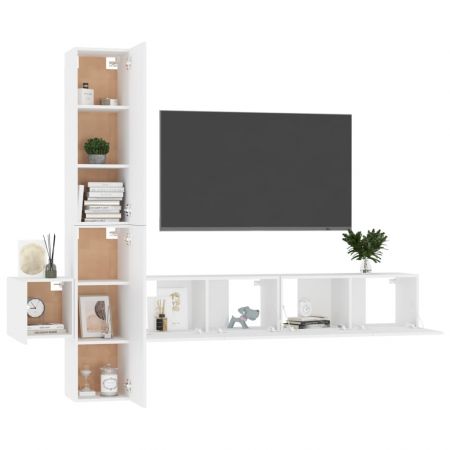 Set dulapuri TV, 5 piese, alb, 80 x 30 x 30 cm 