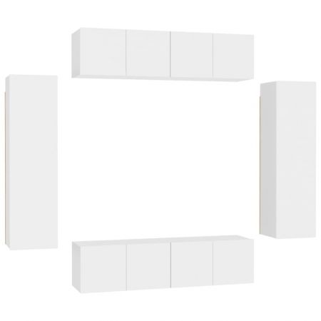 Set de dulapuri TV, 6 piese, alb, 60 x 30 x 30 cm 