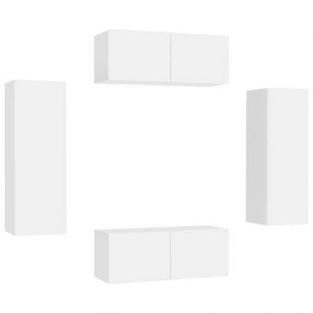 Set dulapuri TV, 4 piese, alb, 80 x 30 x 30 cm