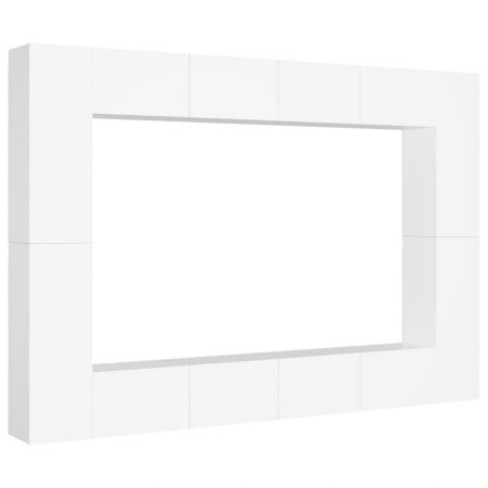 Set de dulapuri TV, 8 piese, alb, 100 x 30 x 30 cm